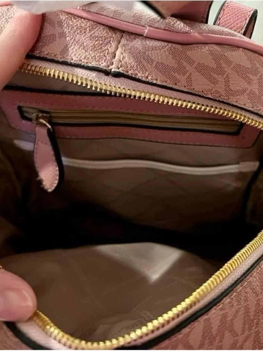 Michael Kors Blush Pink MK Logo Backpack with Gold Hardware